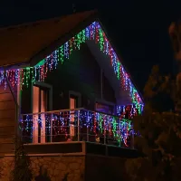 Гірлянда Бахрома вулична 600 LED 36 м від мережі чорна нитка, мультиколір