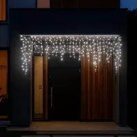 Гірлянда Бахрома вулична 105 LED 6 м від мережі чорна нитка, білий