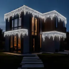 Вулична гірлянда бахрома 50 (м) 840 led світлодіодів біла зовнішня білий дріт