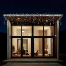 Вулична гірлянда бахрома 12(м) 200 led світлодіодів біла зовнішня білий дріт