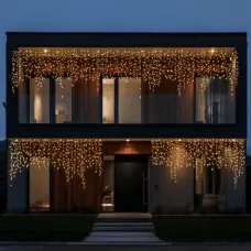 Вулична гірлянда бахрома 25 (м) 405 led світлодіодів зовнішня жовта чорний дріт