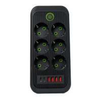 Мережевий фільтр-подовжувач 6 розеток 4 USB-A + 2USB Type-C 5м HP-5-54